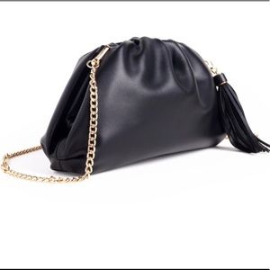 NWT Understated Leather Clutch, Black